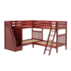 Maxtrix Twin High Corner Bunk Bed With Ladder + Stairs - L