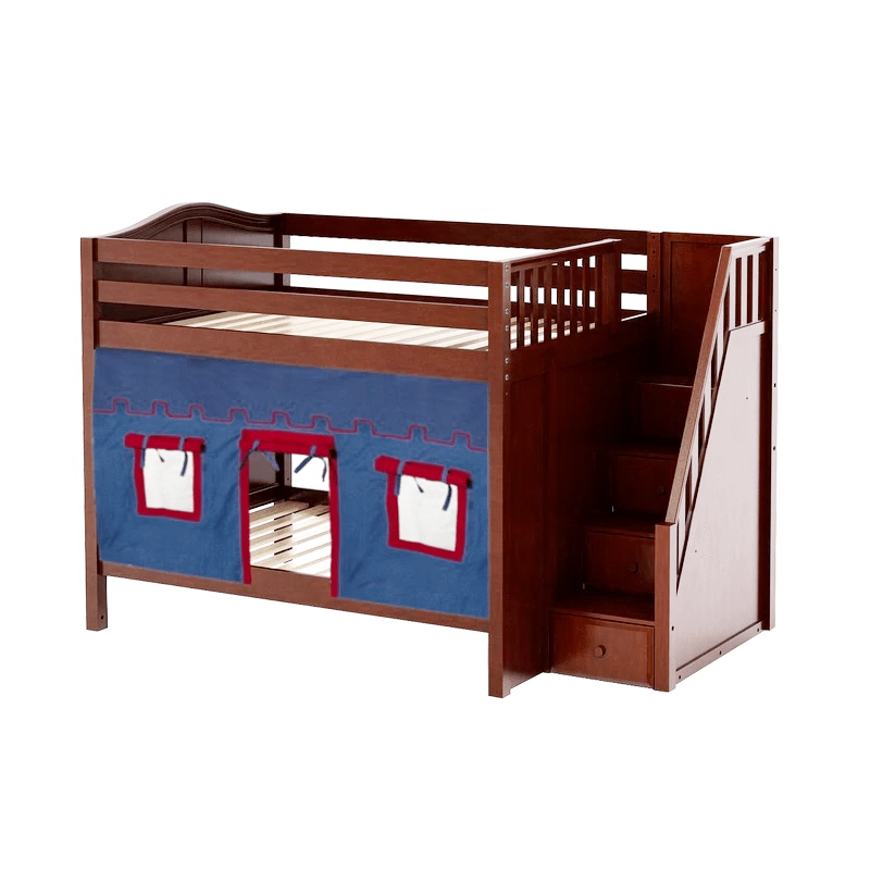 Maxtrix Full Medium Bunk Bed With Stairs + Curtain - Image 11