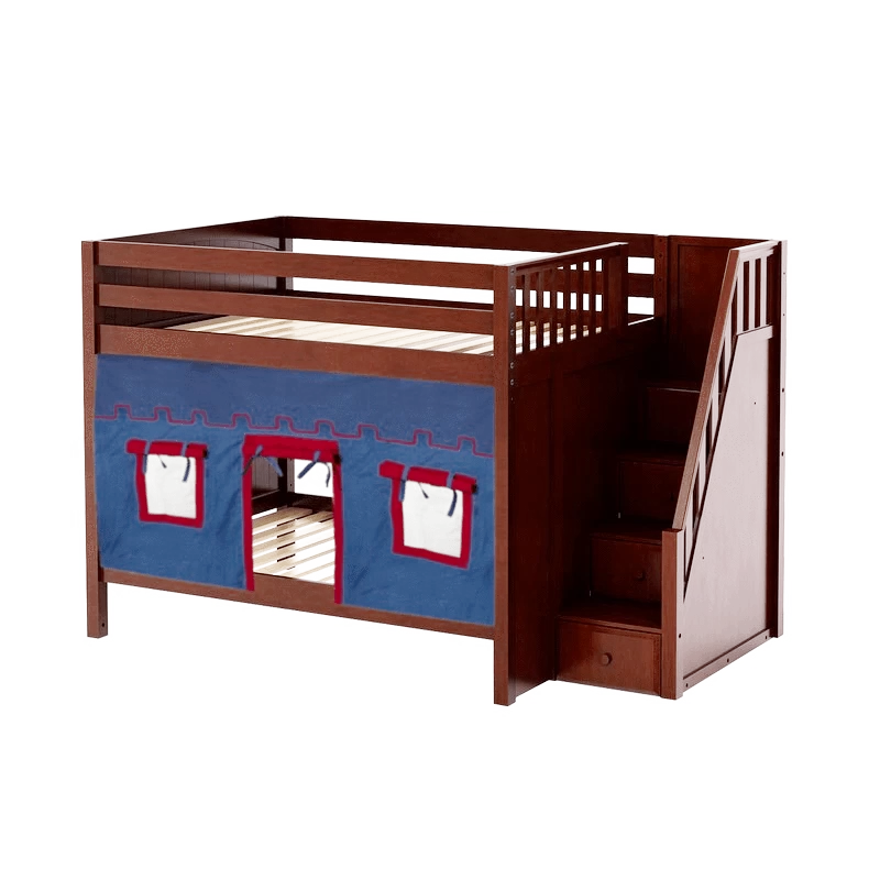 Maxtrix Full Medium Bunk Bed With Stairs + Curtain - Image 12