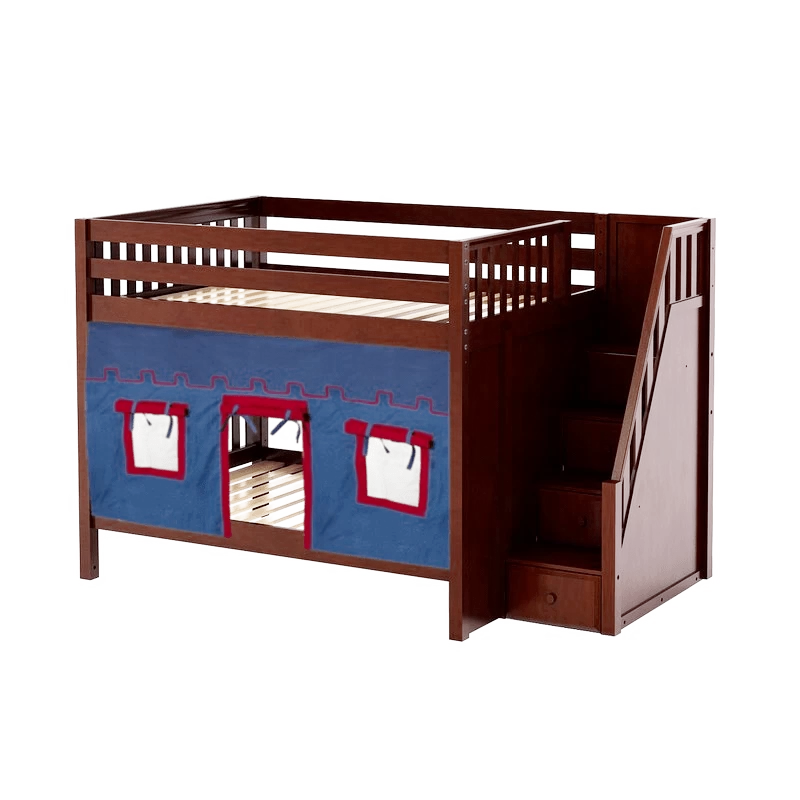 Maxtrix Full Medium Bunk Bed With Stairs + Curtain - Image 13