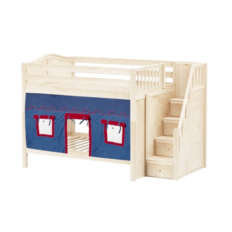 Maxtrix Full Medium Bunk Bed With Stairs + Curtain - Image 17