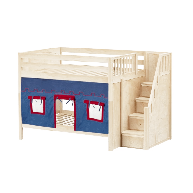 Maxtrix Full Medium Bunk Bed With Stairs + Curtain - Image 18