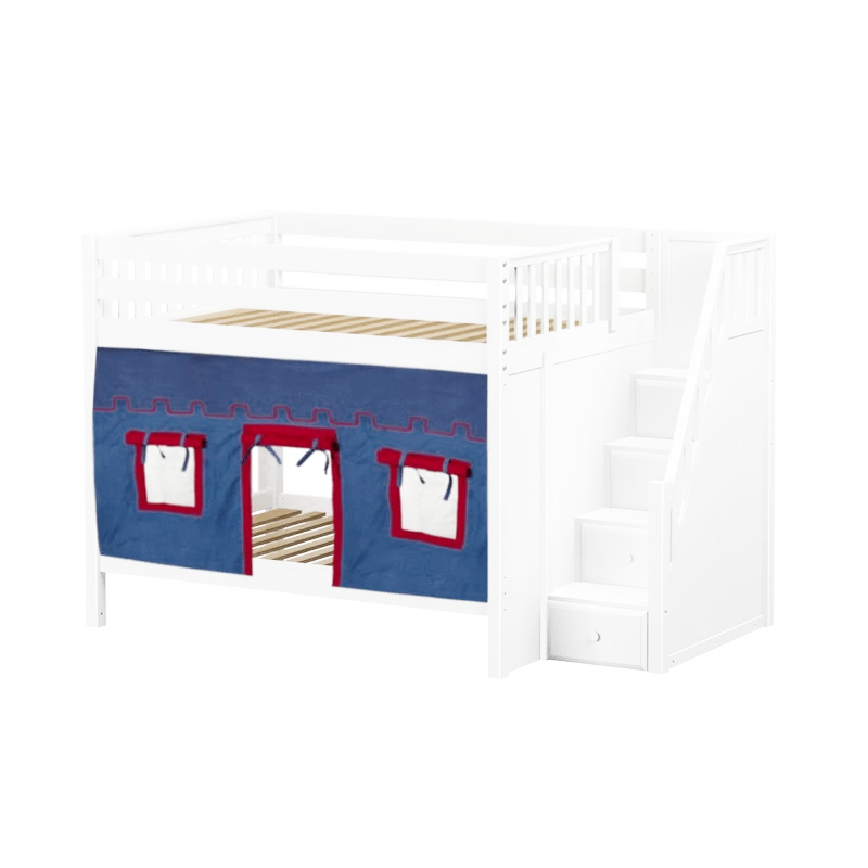 Maxtrix Full Medium Bunk Bed With Stairs + Curtain - Image 16