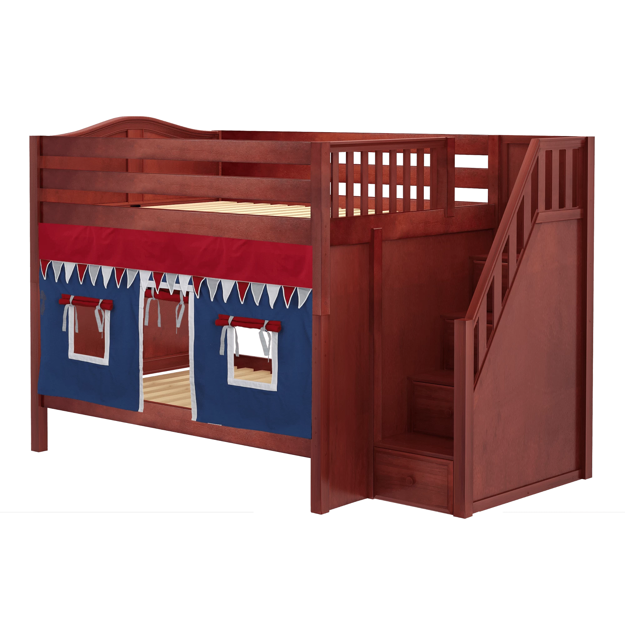 Maxtrix Full Medium Bunk Bed With Stairs + Curtain - Image 7