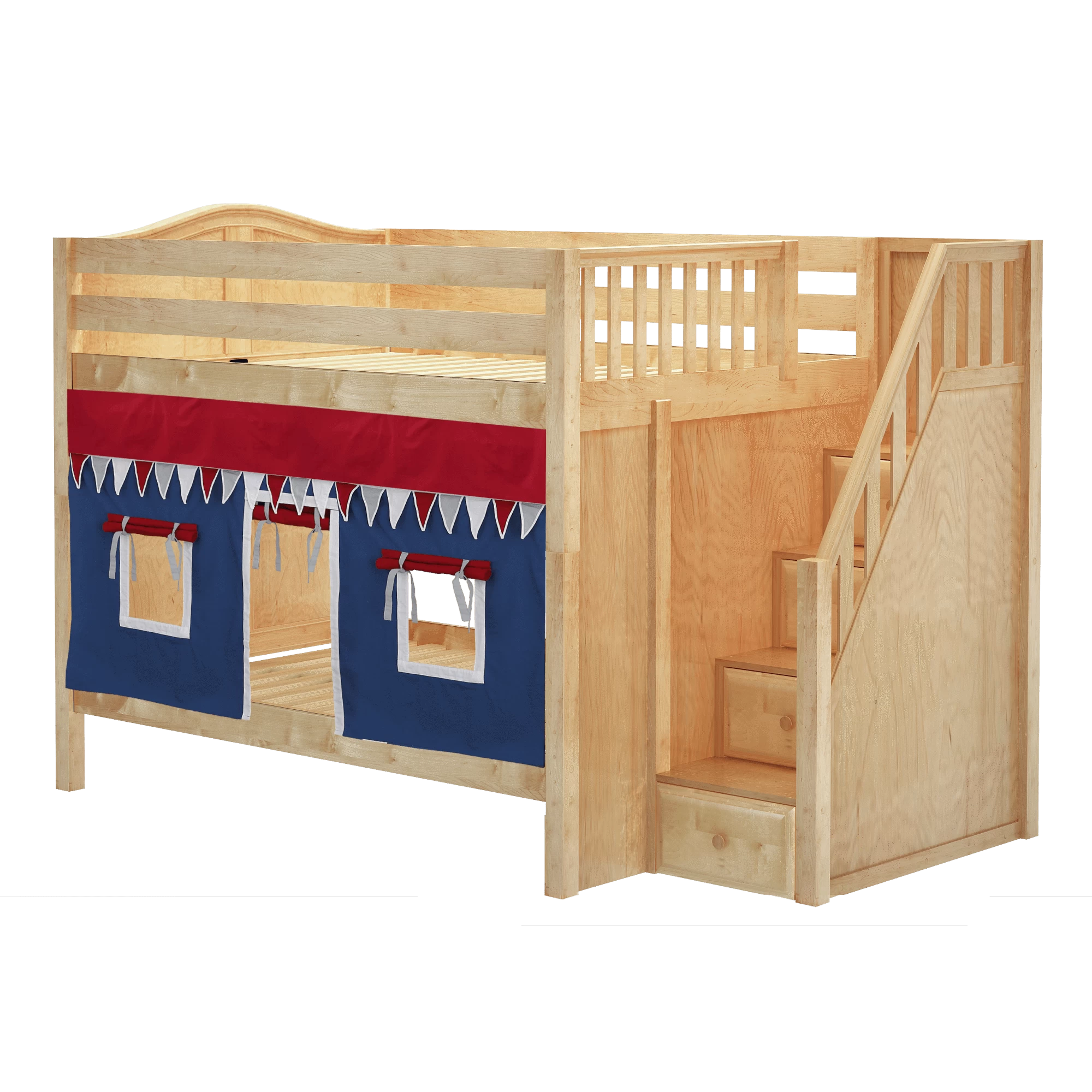 Maxtrix Full Medium Bunk Bed With Stairs + Curtain - Image 5