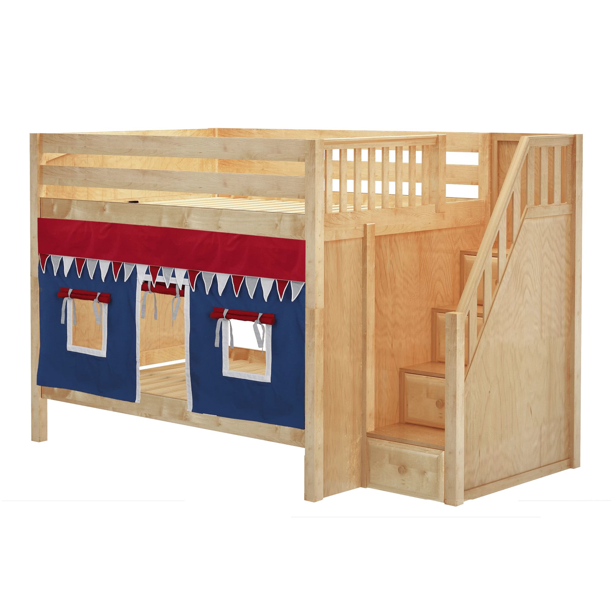 Maxtrix Full Medium Bunk Bed With Stairs + Curtain - Image 6