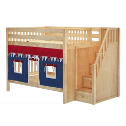 Maxtrix Full Medium Bunk Bed With Stairs + Curtain