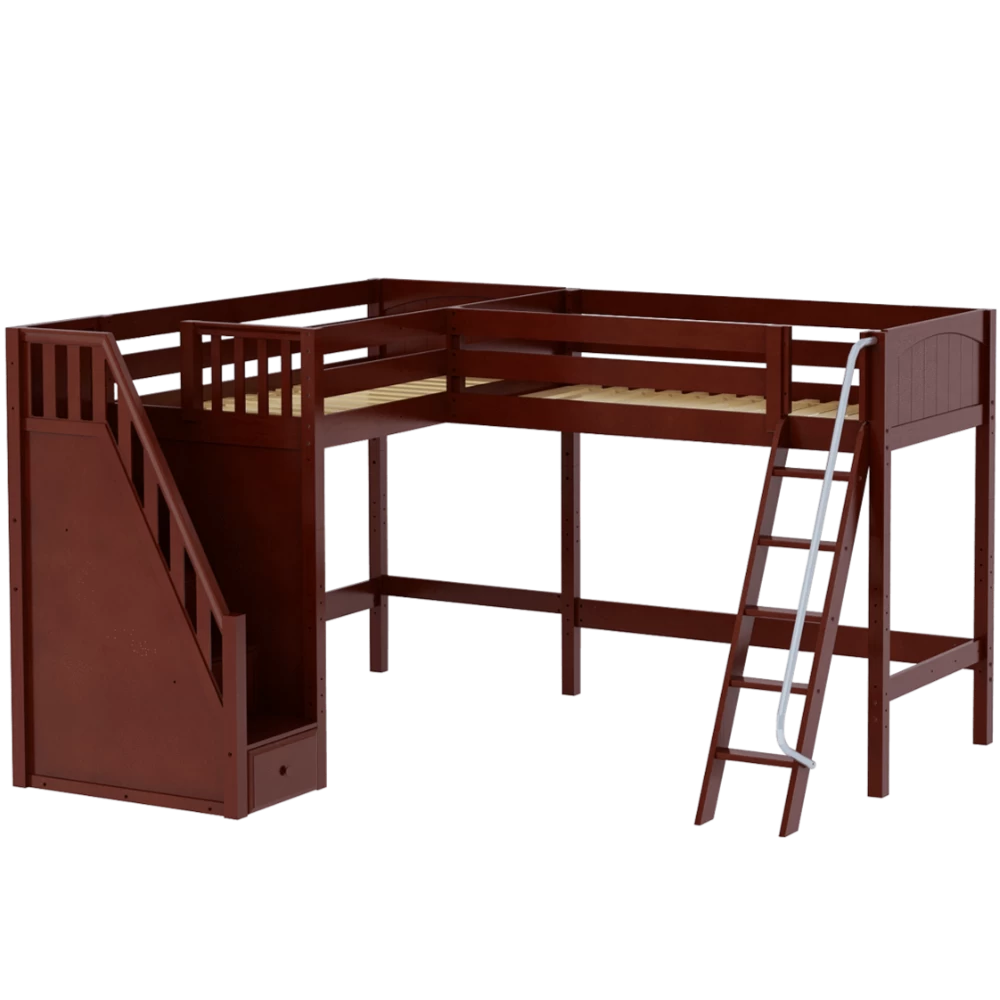 Maxtrix Twin XL High Corner Loft Bed With Ladder + Stairs - L - Image 6