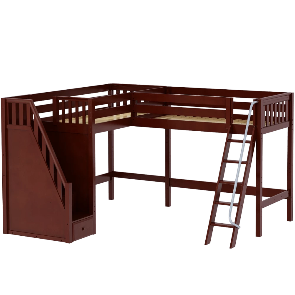 Maxtrix Twin XL High Corner Loft Bed With Ladder + Stairs - L - Image 5