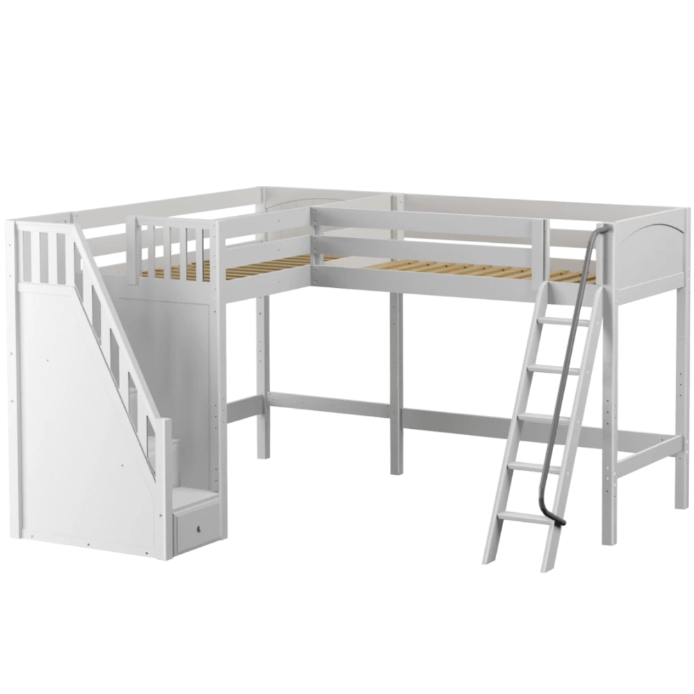 Maxtrix Twin XL High Corner Loft Bed With Ladder + Stairs - L - Image 4