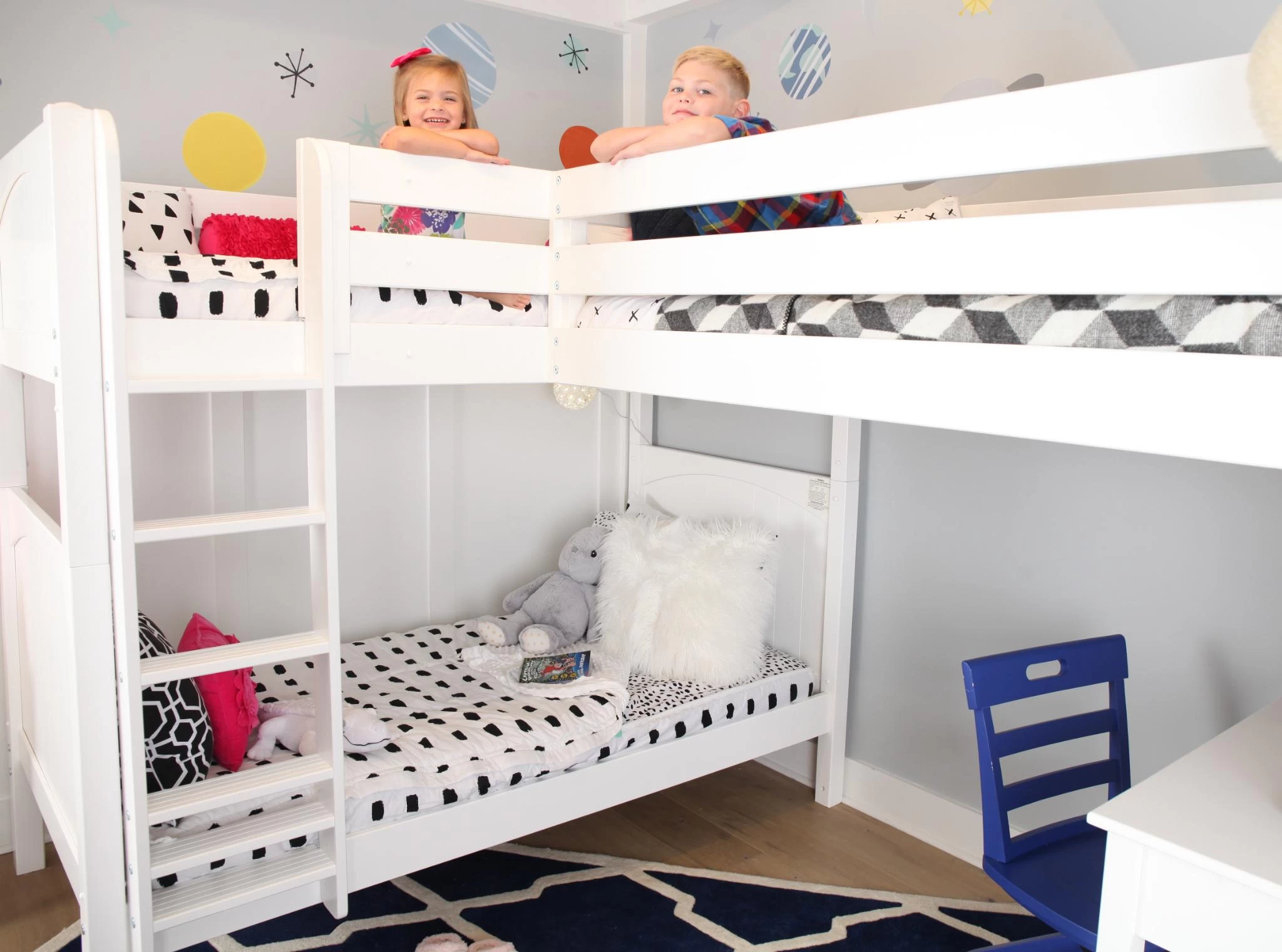 Maxtrix Twin High Corner Loft Bunk Bed With Ladder + Stairs - R - Image 3