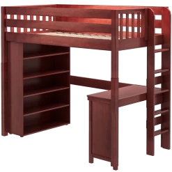 Maxtrix Twin High Loft Bed With Straight Ladder On End, Storage + Desk