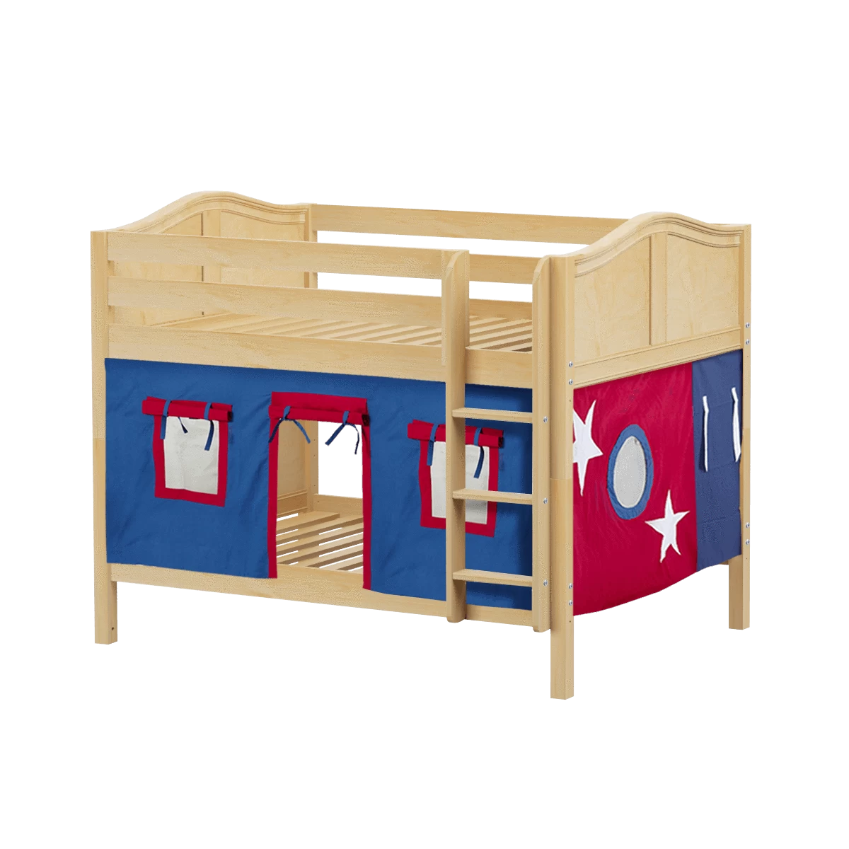 Maxtrix Full Low Bunk Bed With Straight Ladder + Curtain - Image 5