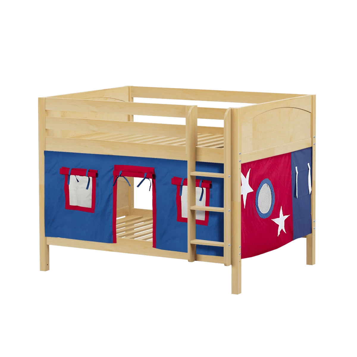 Maxtrix Full Low Bunk Bed With Straight Ladder + Curtain - Image 6