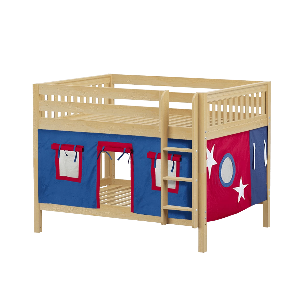 Maxtrix Full Low Bunk Bed With Straight Ladder + Curtain - Image 7