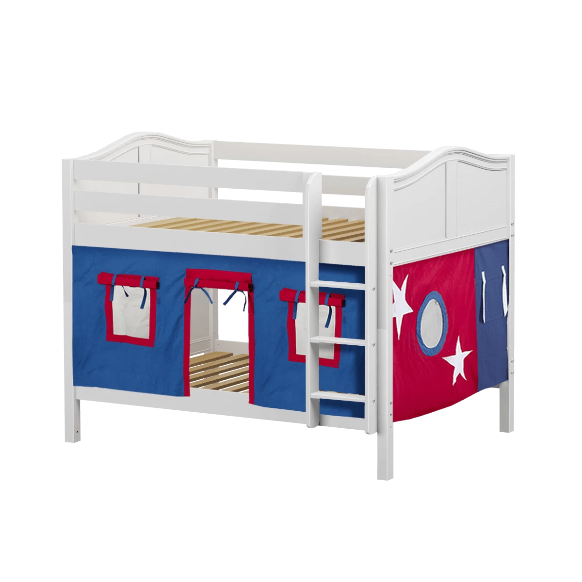 Maxtrix Full Low Bunk Bed With Straight Ladder + Curtain - Image 4