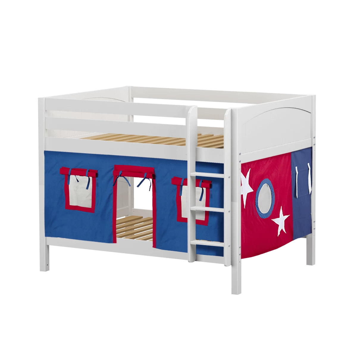 Maxtrix Full Low Bunk Bed With Straight Ladder + Curtain - Image 8