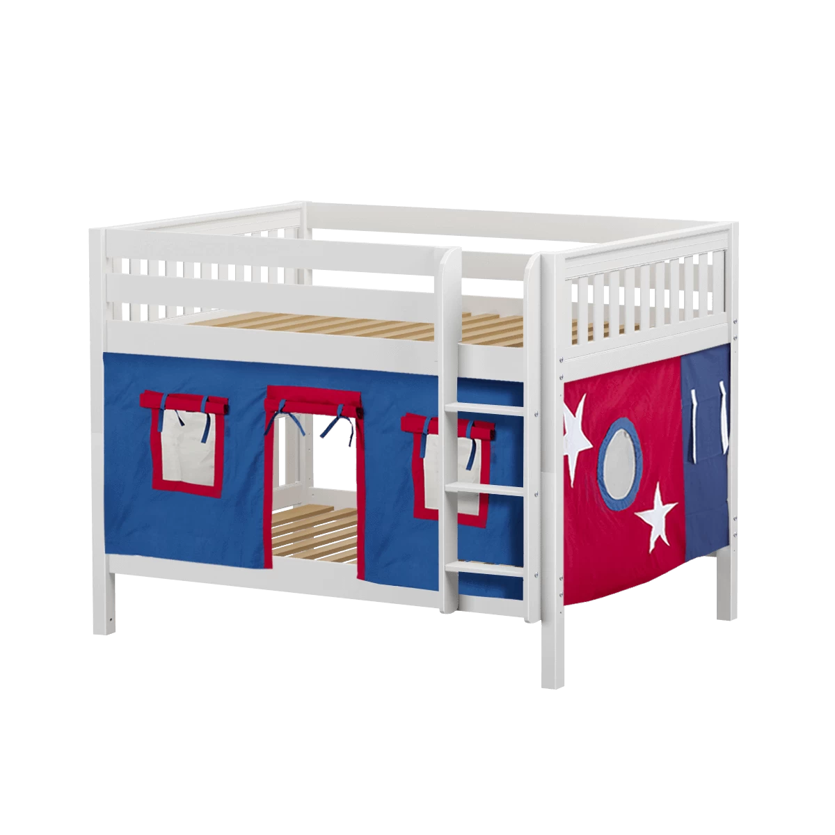 Maxtrix Full Low Bunk Bed With Straight Ladder + Curtain - Image 9