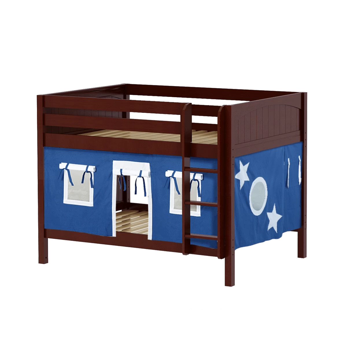 Maxtrix Full Low Bunk Bed With Straight Ladder + Curtain - Image 11