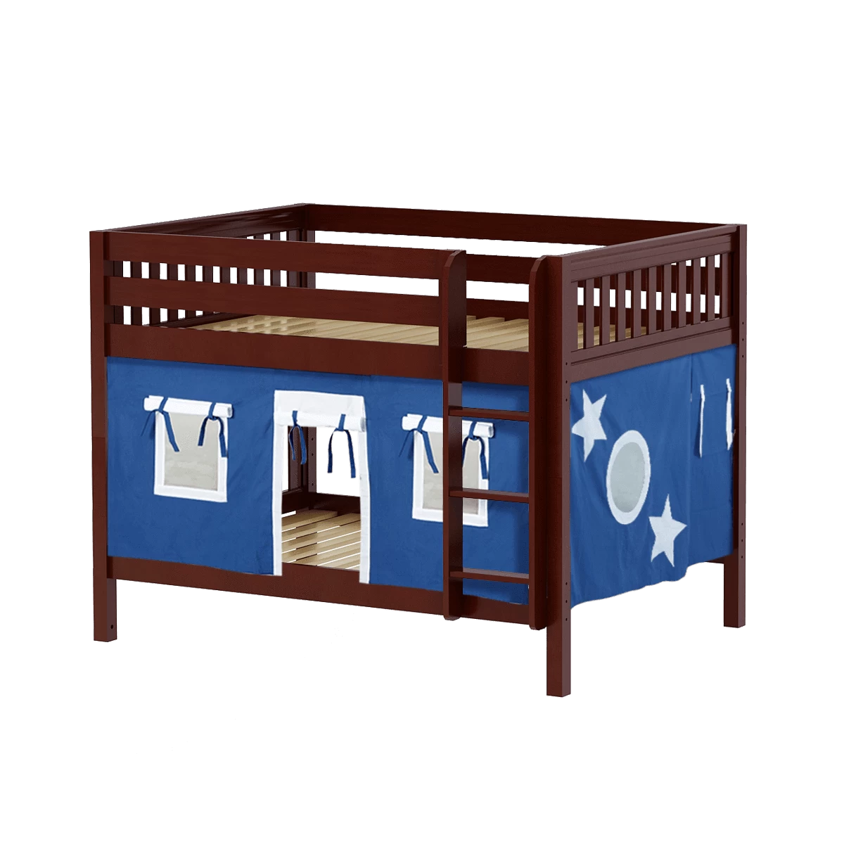 Maxtrix Full Low Bunk Bed With Straight Ladder + Curtain - Image 12