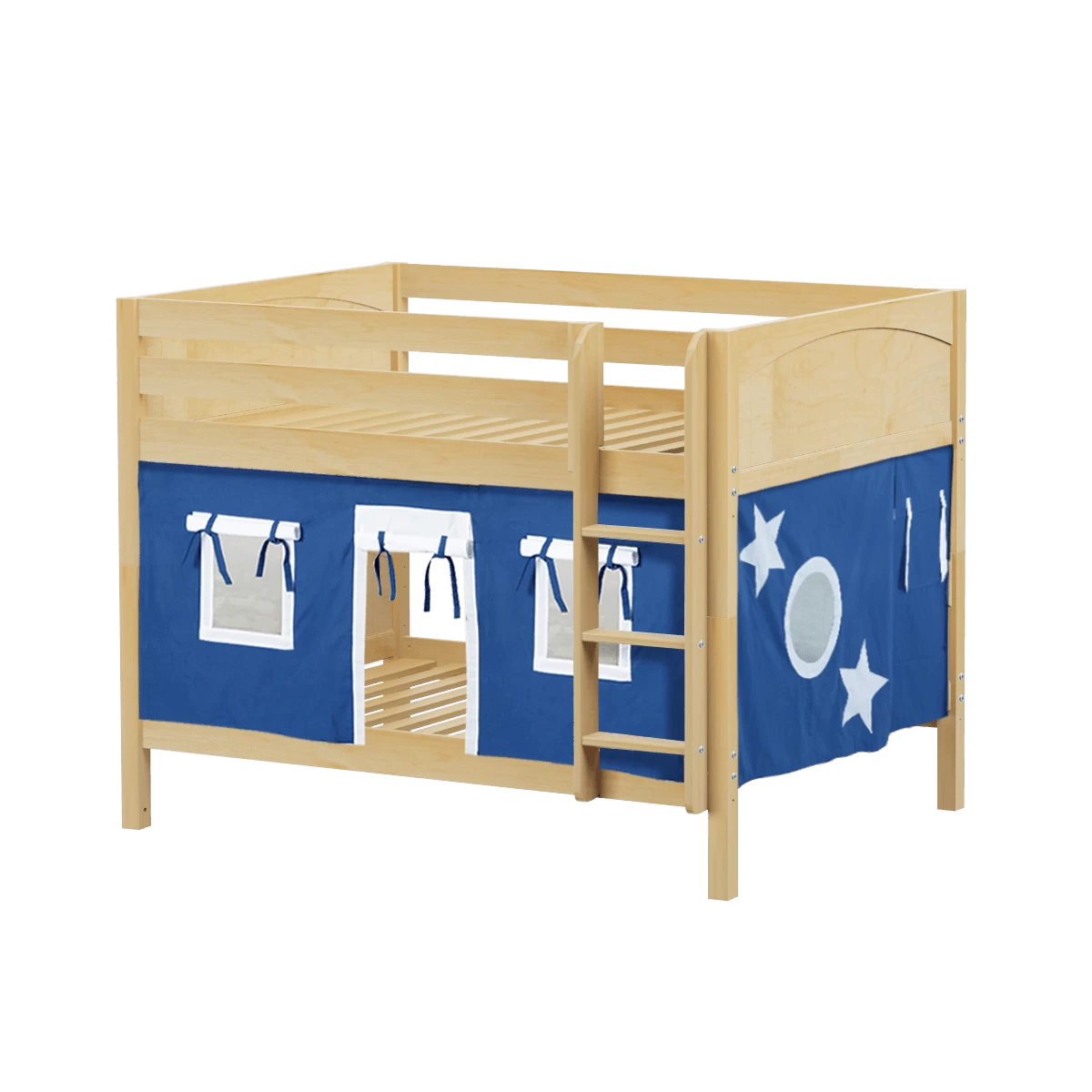 Maxtrix Full Low Bunk Bed With Straight Ladder + Curtain - Image 15