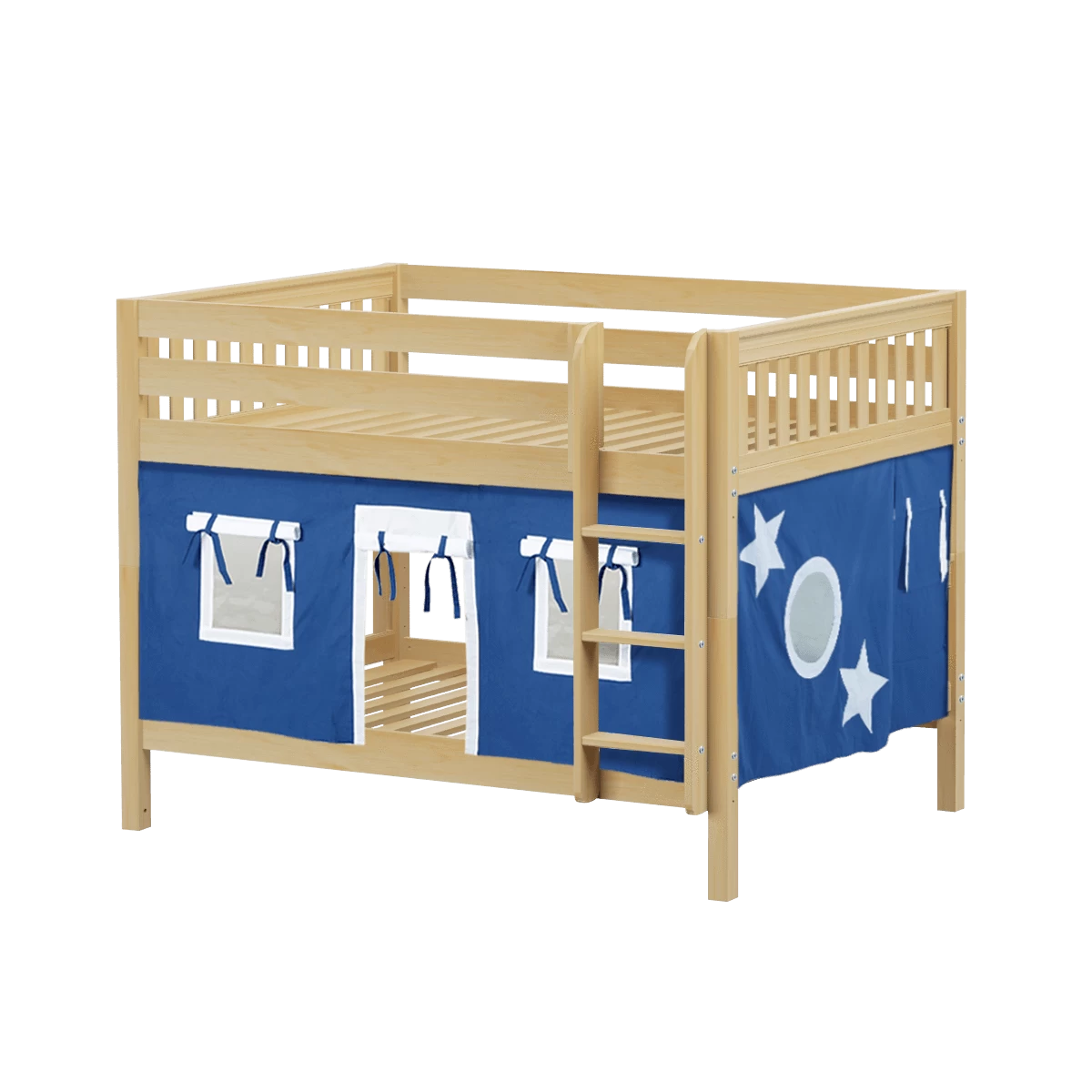 Maxtrix Full Low Bunk Bed With Straight Ladder + Curtain - Image 16