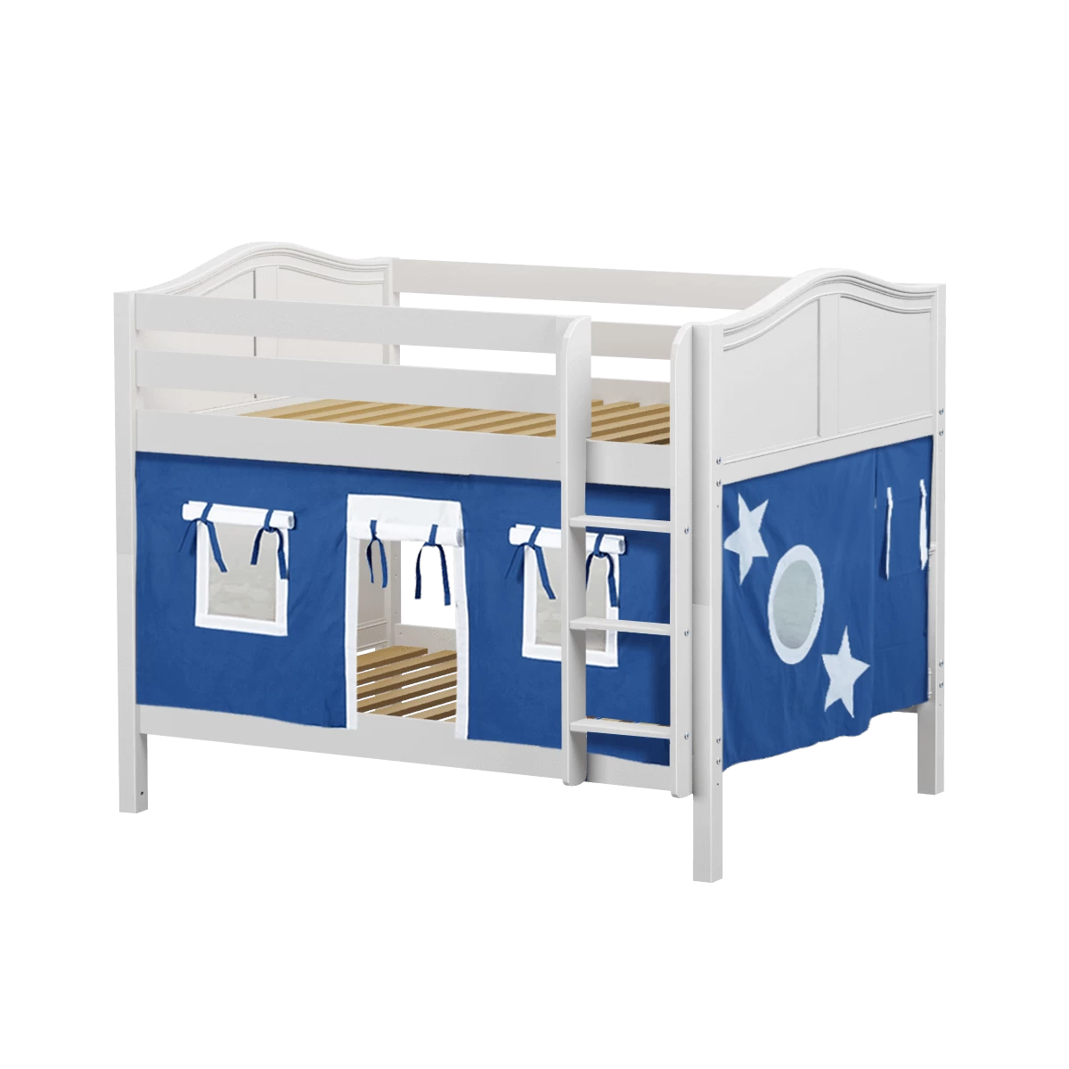 Maxtrix Full Low Bunk Bed With Straight Ladder + Curtain - Image 13