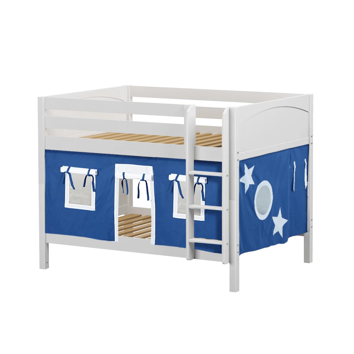 Maxtrix Full Low Bunk Bed With Straight Ladder + Curtain - Image 17