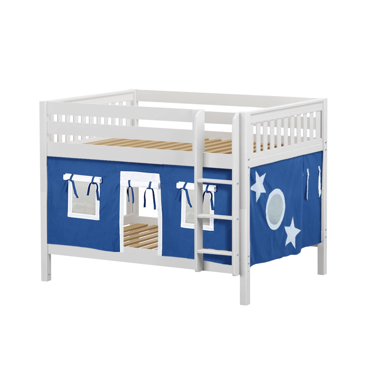 Maxtrix Full Low Bunk Bed With Straight Ladder + Curtain - Image 18