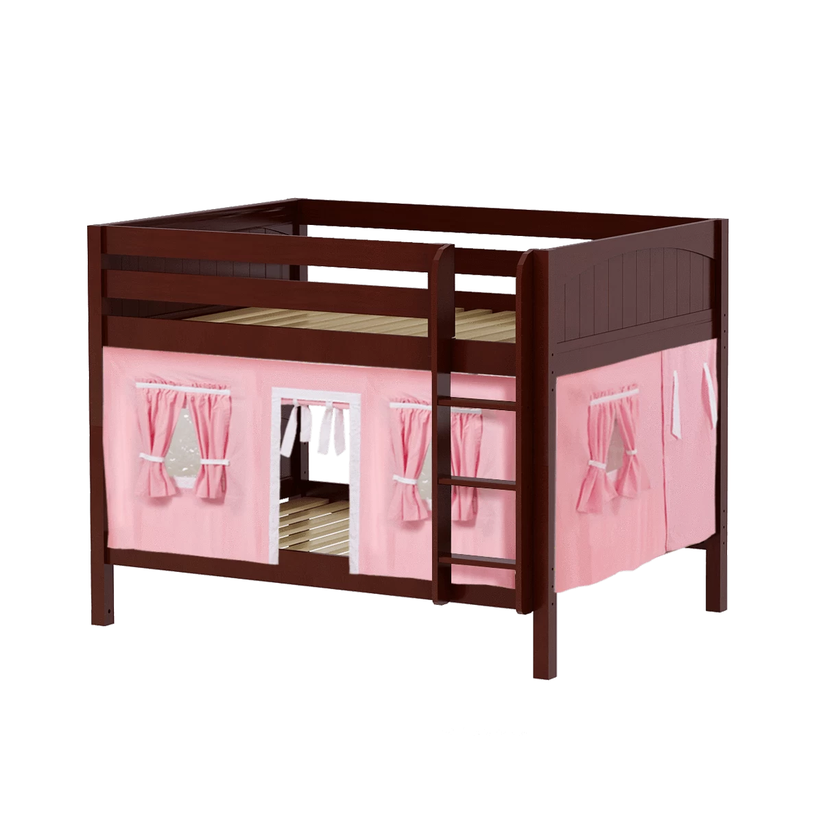 Maxtrix Full Low Bunk Bed With Straight Ladder + Curtain - Image 20