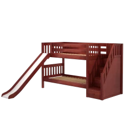 Maxtrix Twin Low Bunk Bed With Stairs + Slide