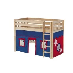 Maxtrix Twin Mid Loft Bed With Straight Ladder + Curtain