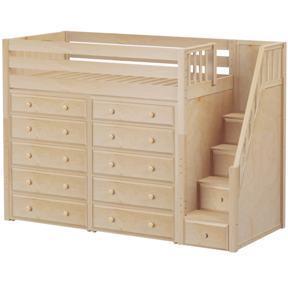 Maxtrix Twin High Loft Bed With Stairs + Storage - Image 7