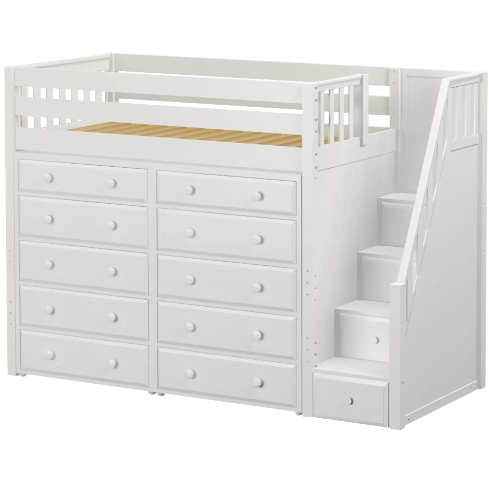 Maxtrix Twin High Loft Bed With Stairs + Storage - Image 4