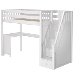 Maxtrix Twin XL High Loft Bed With Stairs + Corner Desk