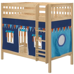 Maxtrix Twin High Bunk Bed With Straight Ladder + Curtain
