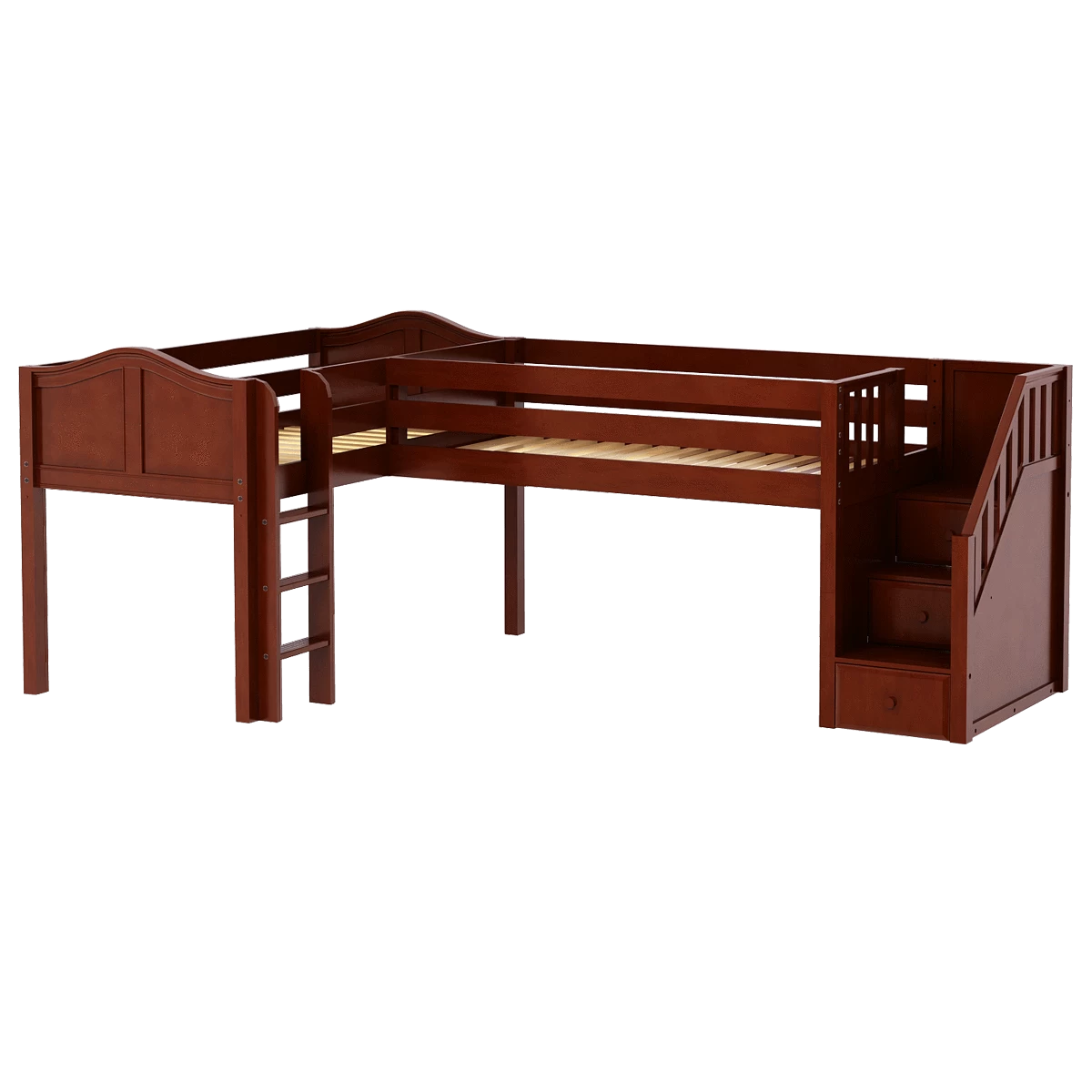 Maxtrix Twin Low Corner Loft Bed With Ladder + Stairs - R - Image 5