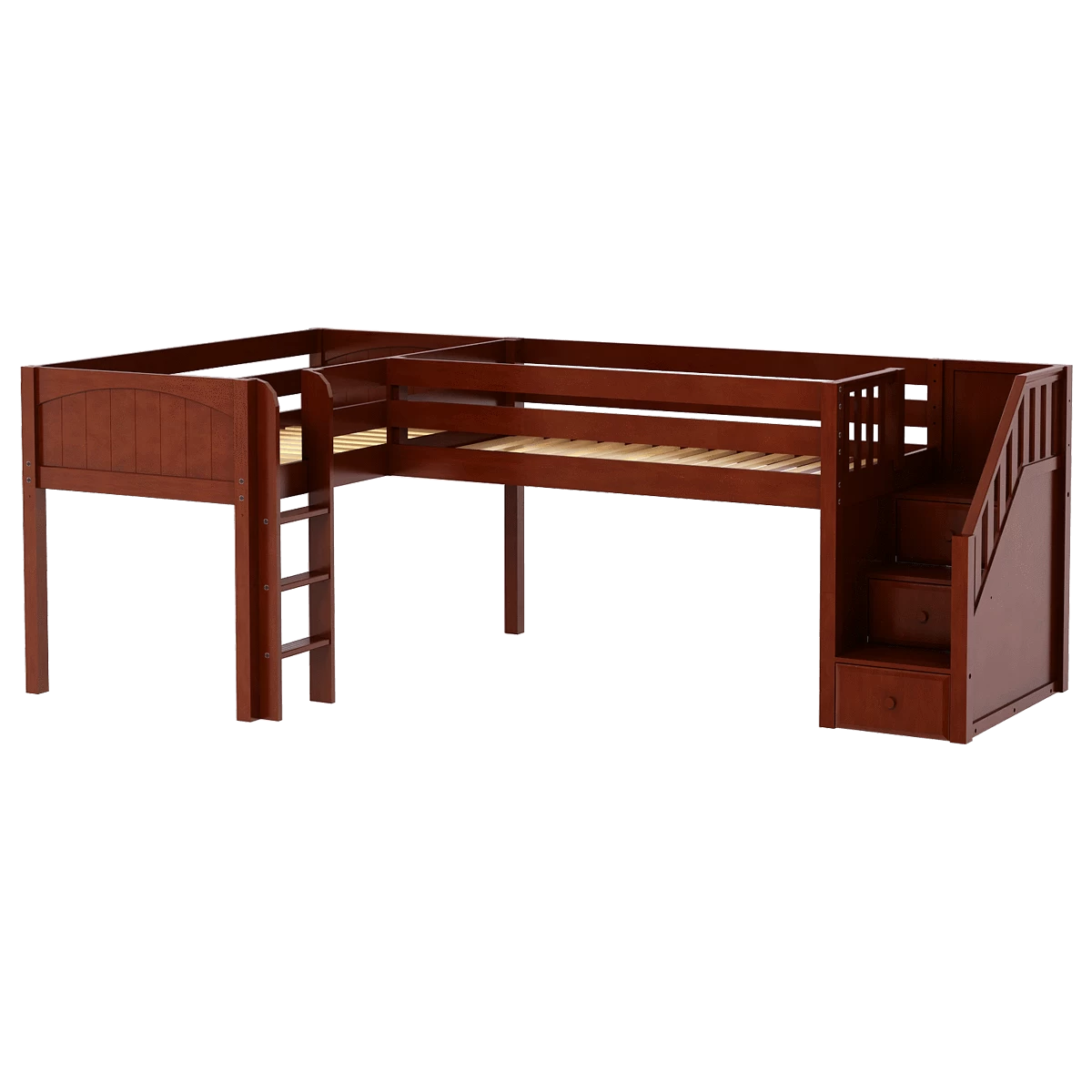 Maxtrix Twin Low Corner Loft Bed With Ladder + Stairs - R - Image 6