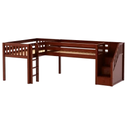 Maxtrix Twin Low Corner Loft Bed With Ladder + Stairs - R