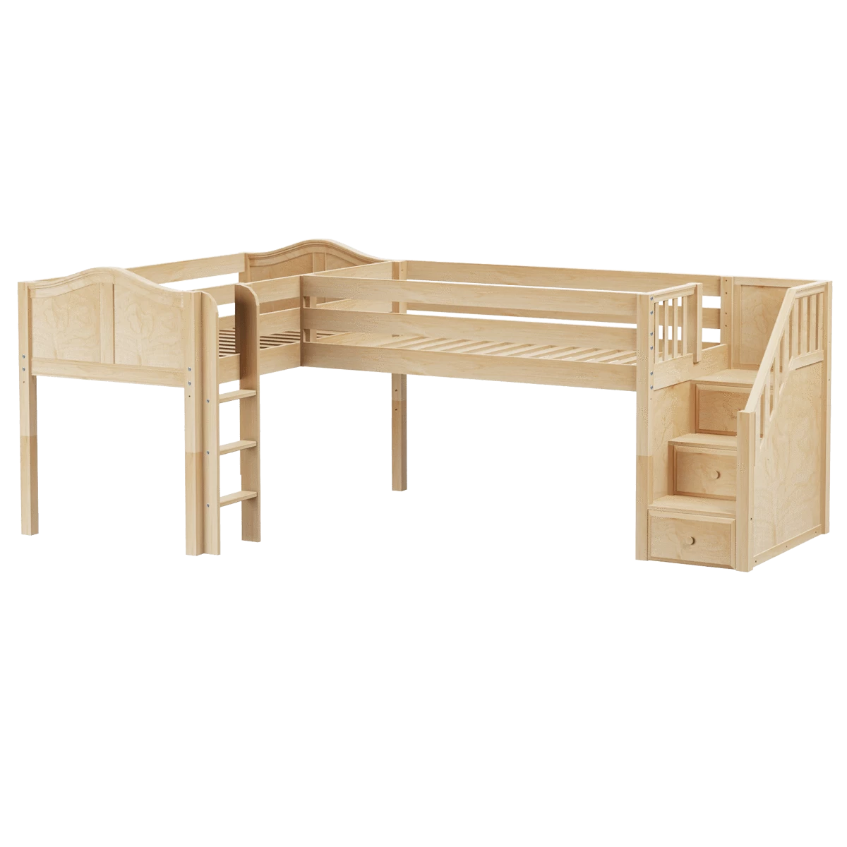 Maxtrix Twin Low Corner Loft Bed With Ladder + Stairs - R - Image 8