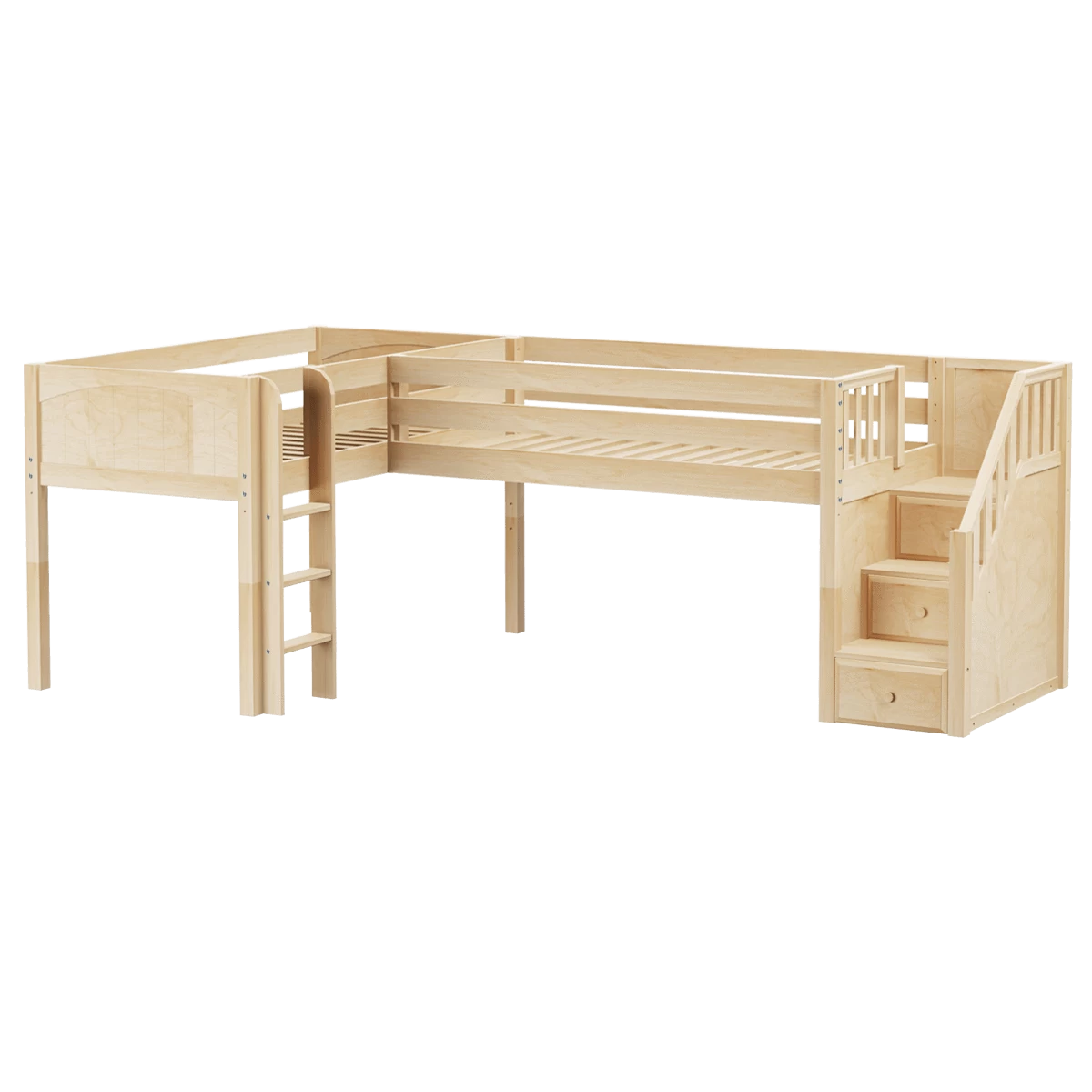 Maxtrix Twin Low Corner Loft Bed With Ladder + Stairs - R - Image 9