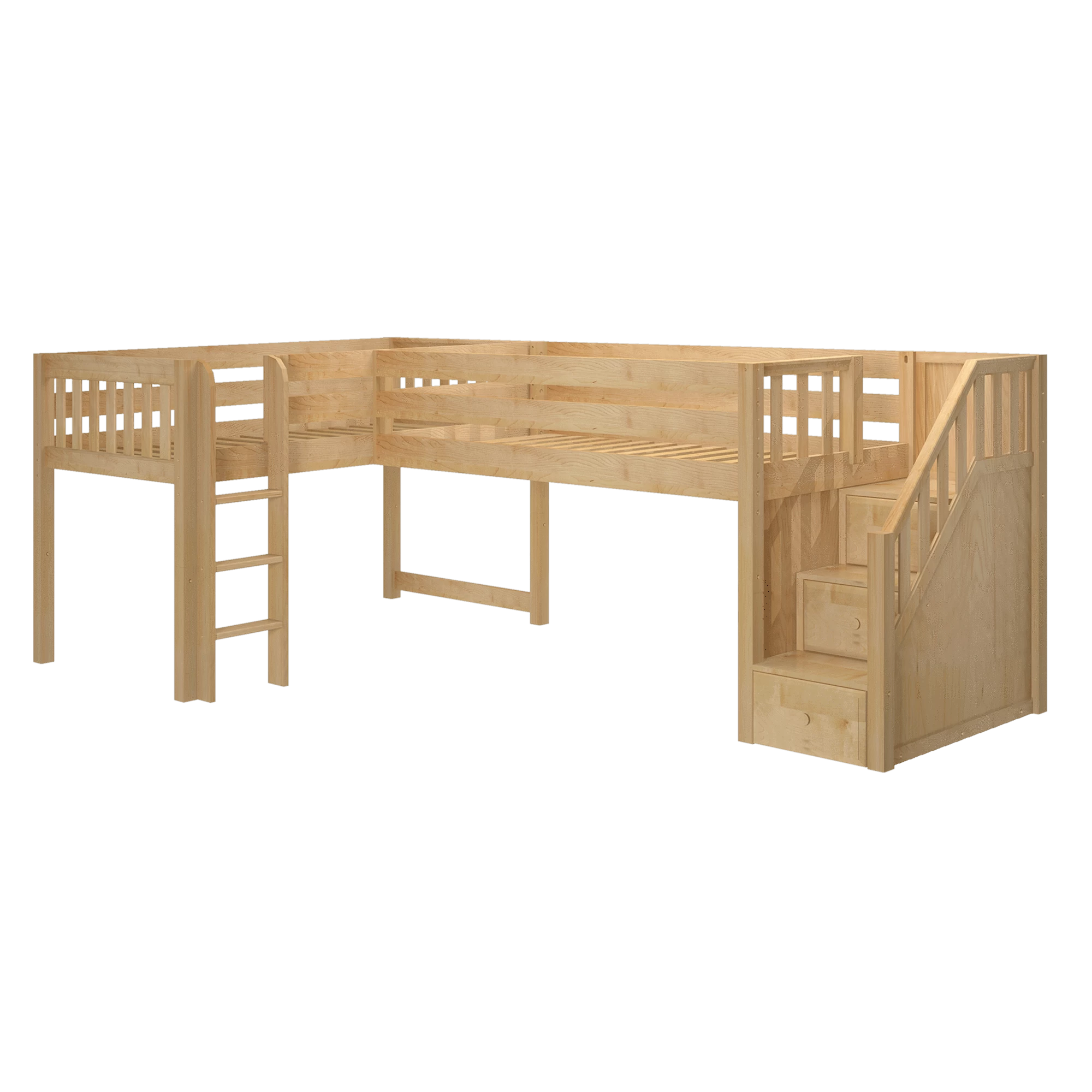 Maxtrix Twin Low Corner Loft Bed With Ladder + Stairs - R - Image 3