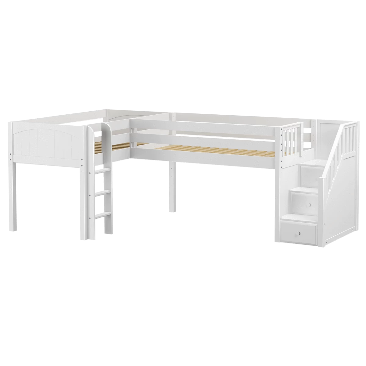Maxtrix Twin Low Corner Loft Bed With Ladder + Stairs - R - Image 4
