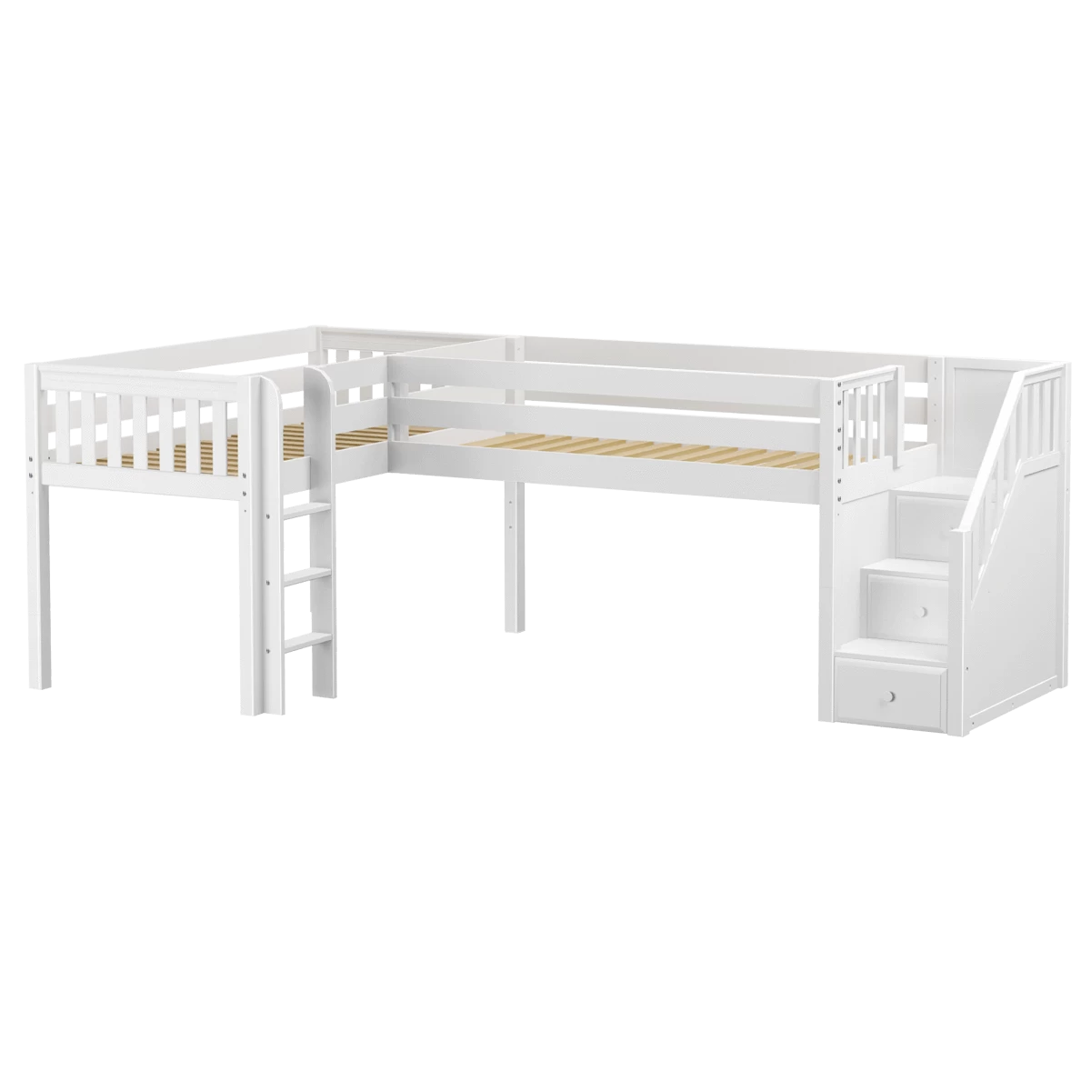 Maxtrix Twin Low Corner Loft Bed With Ladder + Stairs - R - Image 7