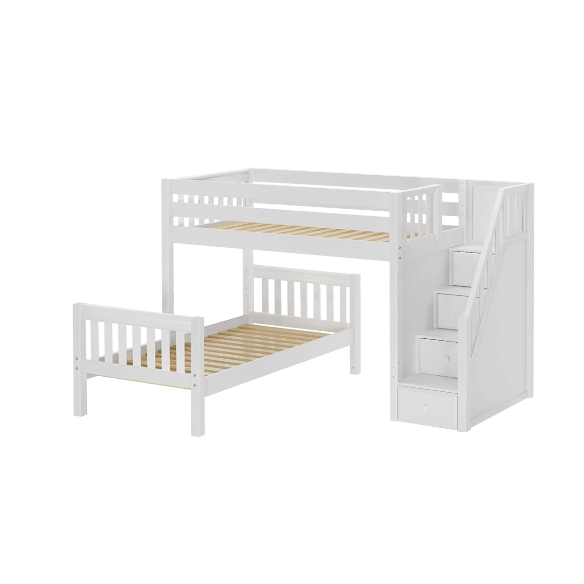 Maxtrix Full L-Shaped Bunk Bed With Stairs