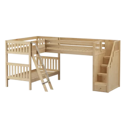 Maxtrix Twin Medium Corner Loft Bunk Bed With Ladder + Stairs - R