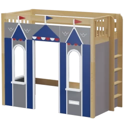 Maxtrix Twin High Loft Bed With Straight Ladder + Playhouse Panels