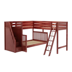 Maxtrix High Twin Over Full Corner Loft Bunk Bed With Ladder + Stairs