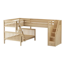 Maxtrix Medium Twin Over Full Corner Loft Bunk Bed With Ladder + Stairs (Right)