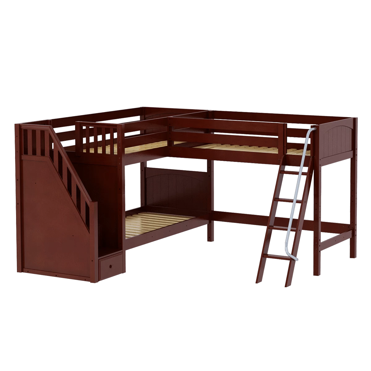 Maxtrix Twin Medium Corner Loft Bunk Bed With Ladder + Stairs - L - Image 9